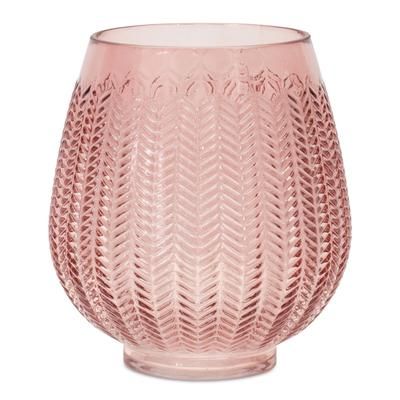 Vase 7"D x 8"H Glass by Melrose in Pink