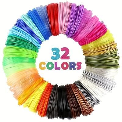 TEMU 320 Feet 3d Printer Filament Set, 32 Vibrant Pla Colors, Per Spool, Includes 2 Finger Guards, Creative Diy 3d Printing Supplies