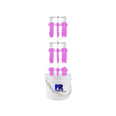 Fish Razr Bucket Dredge 9in Pink Fluorescent squid with weight FR370