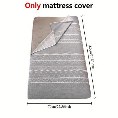 TEMU [1pc Futon Mattress Protector Cover] Japanese-style Futon Mattress Protector Cover, Soft Knitted Polyester, Machine Washable, Active Print, With Zipper Closure, For Twin, Full, Queen