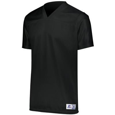 Russell Athletic R0593M Solid Flag Football Jersey T-Shirt in Black size Medium | Nylon Blend