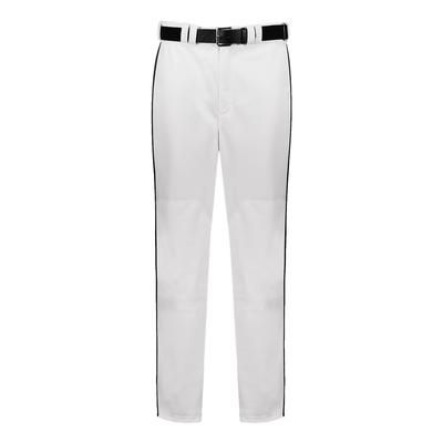 Russell Athletic R11LGB Youth Piped Diamond Series Baseball Pant 2.0 in White/Black size Medium | Polyester