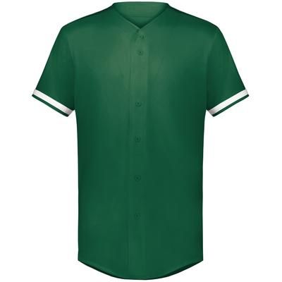 Augusta Sportswear 6910 Athletic Youth Cutter+ Full Button Baseball Jersey T-Shirt in Dark Green/White size XL | Polyester/Spandex Blend