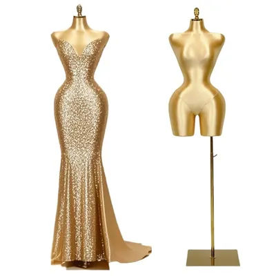 New Gold Plentiful Female Half-Body Mannequins Plus Size Buttocks Dress Skirt Clothing Display Prop Adjustable Base