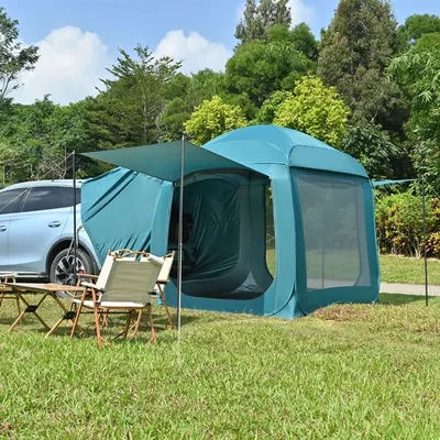 Car Rear Roof Extension Tent Automatic Pop Up 3-4 Person Self Driving Outdoor Camping Shelter SUV Beach Canopy Rainproof Yurt