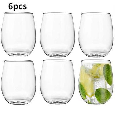 TEMU Set Of 6 Clear Plastic Drink Cups, Reusable And Shatterproof, Suitable For Parties, Weddings, Festive Gatherings, Camping Trips, Dessert Cups, And Ice Cream Cups.