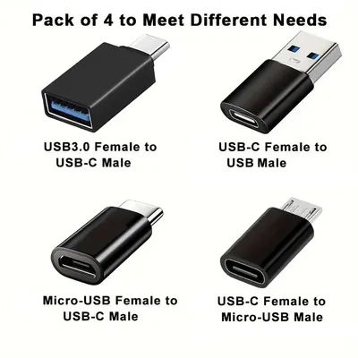 4pcs USB to USB C Adapter, USB C to USB 3.0 OTG, Micro USB to USB C For MacBook Pro, SamSung,Galaxy,Laptops and More