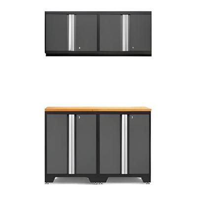 NewAge Garage Cabinets PRO Grey 5-Piece Work Station with Bamboo Top