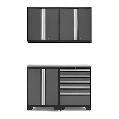 NewAge Garage Cabinets PRO Grey 5-Piece Workbench Set with Stainless Steel Top