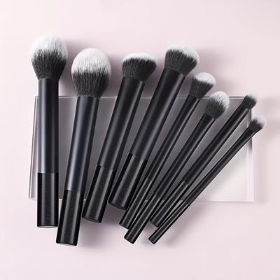TEMU 8pcs Fun Portable Makeup Brush Set, Including Foundation Brush, Blush Brush, Concealer Brush, Eyeshadow Brush, Highlighter Brush And More For All Light Beige Types