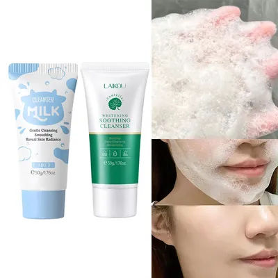 LAIKOU 50g Milk Cleanser Gentle Deep Cleaning Moisturizing Skin Care Natural Oil Control Facial Cleanser Face Washing Cream