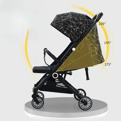 Adjustable Baby Pram with Shock Absorption, Lightweight 6.8kg Carriage, Canopy & Reclining Seat for 0-3 Years Practical Baby Car