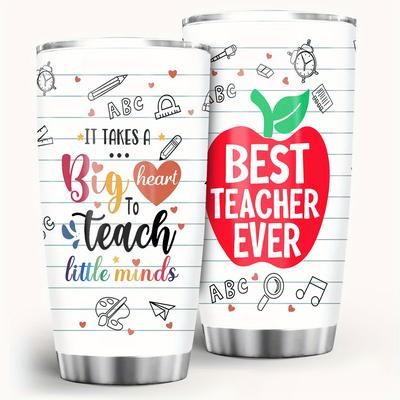 TEMU 20oz Insulated Travel - Perfect Teacher Appreciation Gift For , Ideal For Christmas, Birthday, Back To School - Metal Coffee Cup