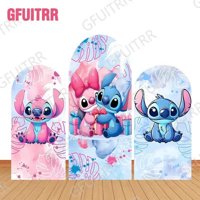 Stitch Angel Arch Backdrop Baby Shower Decoration Kids Birthday Party Photography Backdrop