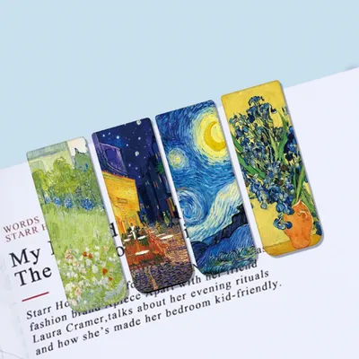 4 PCS/SET World Famous Painting Themes Van Gogh And Monet Magnetic Bookmarks, School Office And Stationery Books Reader Supplies
