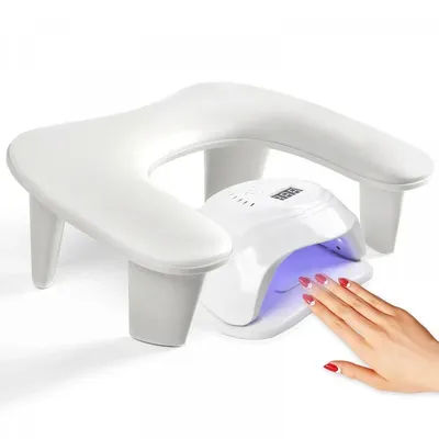 U-shaped Nail Arm Rest with Detachable Brackets 15 Degree Tilt Manicure Hand Pillow Space Saving for Nail Lamp Salon Nail Tech