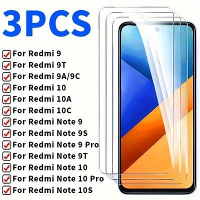 TEMU 3pcs Protective Glass For Xiaomi Redmi 9 9t 9a 9c 10 10a 10c Tempered Screen Protector Redmi Note 9 9s 9t 9 Pro Pro 10s Safety Glass Film