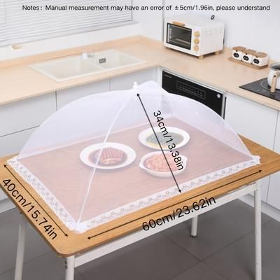 TEMU 1pc Large Pop-up Mesh Food Cover, Extra Thick Netting, Rectangular Foldable Dustproof , Washable Picnic Food Protector