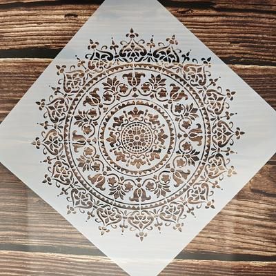 TEMU Large Vintage Mandala Pattern Cutout Stencil, Classic Lace Design Painting Template For Wall, Textile, Crafts, Furniture Diy, Artistic Plastic Stencil For Spraying And Painting