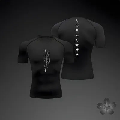 Anime Summer Short Sleeve T-Shirt Men Compression Shirt New Running Sports Quick Dry Gym Jogging Shirts Rashguard Jiu Jitsu Tops