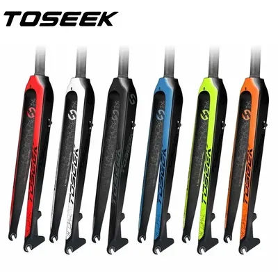 TOSEEK T800 Carbon Fiber Rigid Fork MTB Bike Forks Mountain Bicycle Front Fork 26er 27.5er 29er Steerer Tube 1-1/8" 28.6mm