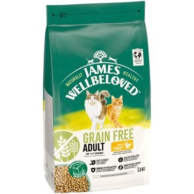 1.5kg Grain Free Turkey Adult James Wellbeloved Dry Cat Food