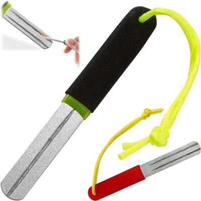 TEMU Portable V- Dart Sharpener For Fishing Hooks – Stainless Steel Needle Sharpening Tool With & Yellow Loop, Compact & For Repairs, Hook Sharpener