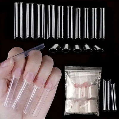 500 pièces XXL No C courbe ongles conseils pour ongles en acrylique, ensemble professionnel, droit conique carré clair ongles conseils demi-couverture longue Fak