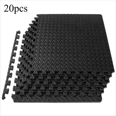 TEMU 20pcs Black Eva Interlocking Foam Floor Tiles For Fitness, Yoga, And Home Exercise Mats With Non-slip Texture