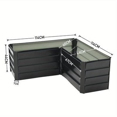 TEMU Black Garden L-shaped Raised Vegetable Planter Outdoor Flower Trough Grow Bed Box