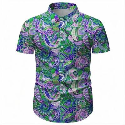 Retrò Vintage Anni '70 Camicia Camicia Aloha Hippie Disco Paisley Etnico Costume Per uomo Mascherata Vacanza Feste Parata dell'Orgoglio Adulti Camicia