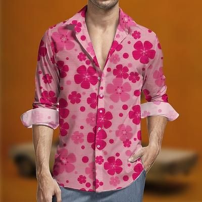 Retrò Vintage Anni '70 Camicia Camicia Aloha Hippie Floreale Costume Per uomo Mascherata Feste Abbigliamento quotidiano Parata dell'Orgoglio Adulti Camicia
