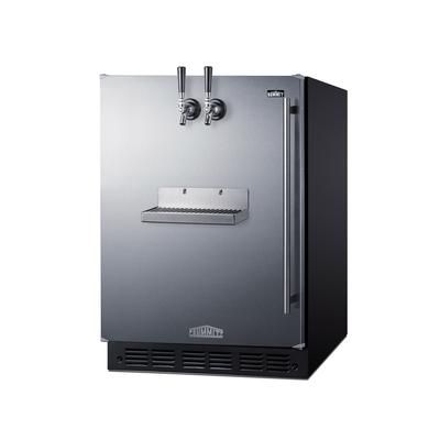 Summit SBC7BRSFRTPADALHD 24" Front Tap Kegerator Commercial Beer Dispenser w/ 2 Keg Capacity - Stainless, 115v, Silver