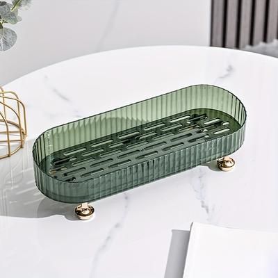 TEMU 1pc Bathroom Vanity Tray, Acrylic Makeup Perfume Organizer For Dresser, Decorative Organizer Countertop For Skincares, Cosmetics