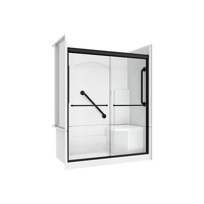 Dreamline DreamLine Accessible Living Alliance Plus Shower Kit, LH Drain, with Door and Grab Bars, Matte Black DALC6032L00X09