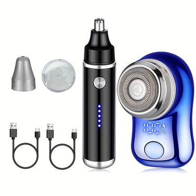 TEMU -one Electric Shaver And Nose Hair Trimmer, Usb Charging, Digital Display Function, Home Use, Travel Portable, Holiday Gift;