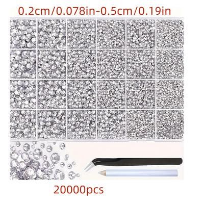 TEMU 20000pcs Resin Rhinestones With Tweezers For Crafting, Clear Flatback Gems, Bedazzling For Diy Crafts Clothing Tumblers Shoes Fabric Nail Art