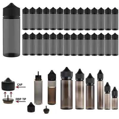 10Pcs 10/15/30/60/100/120ml Black Plastic Dropper Bottle With Child-Proof Lid Empty Refillable Essential Oil Sample Container