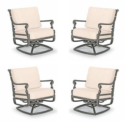 Carlisle 4-pc. Swivel Lounge Chair with Cushions in Slate Aluminum - Standard, Cara Stripe Air Blue - Frontgate
