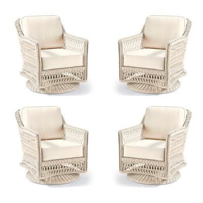 Hampton 4-pc. Swivel Lounge Chair in Ivory Wicker - Standard, Glacier - Frontgate