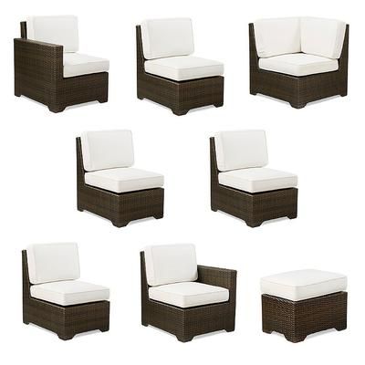 Small Palermo 8-pc. Modular Set in Bronze Wicker - Quick Dry, Vista Boucle Vanilla - Frontgate