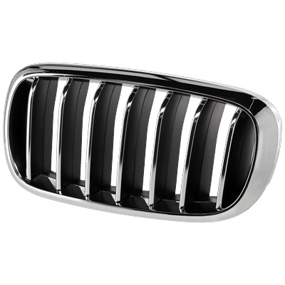 ReplaceXL Grille Assembly Plastic Chrome Shell with Textured Black Insert Grille, Driver Side, 1-year unlimited-mileage warranty RB07010050