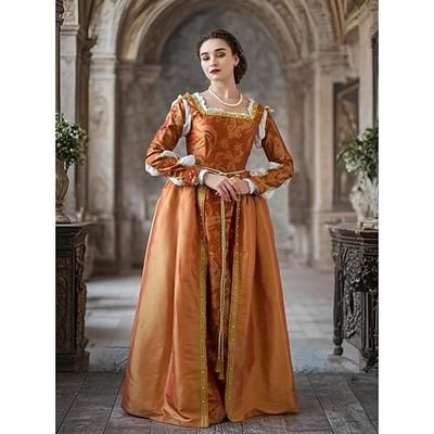 Medievale Rinascimento Vestito Abiti da Ballo Abito Vichingo Cavaliere Celtico Costume Per donna Reale Halloween Carnevale Mascherata Performance LARP Fiera Rinascimentale Adulti Vestito