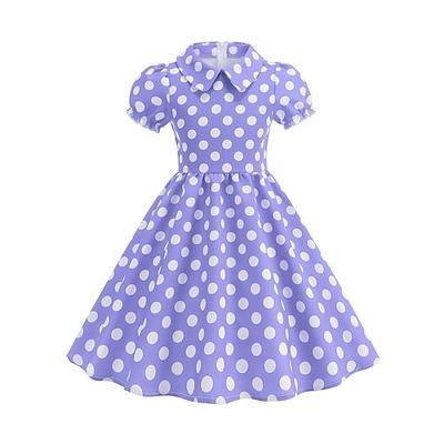 Anni 1950 Retrò Vintage Rockabilly Vestito Abito Swing Pois Costume Ragazze Carnevale Mascherata Abbigliamento quotidiano Addio al Nubilato Bambini Vestito Abiti per il ritorno