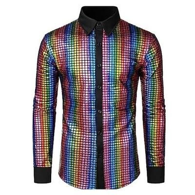 Retrò Vintage Anni '70 Disco Camicia Hippie Costume Per uomo Costume di Carnevale Halloween Carnevale Mascherata Addio al Nubilato Parata dell'Orgoglio Mese dell'orgoglio Adulti Camicia