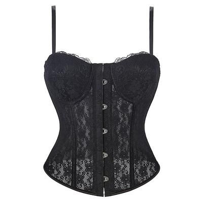 Rococò Completo Mascherata Corsetto Overbust Cosplay Pizzo Controllo della Pancia Push-Up Costume Per donna Reale Mascherata Feste Carnevale di Venezia Adulti Corsetto