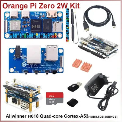 Orange Pi Zero 2W 2GB 4GB 1GB 1.5GB Allwinner H618 Quad-core Cortex-A53 Mini PC Support Wi-Fi5 + BT5.0 Single Board RPi Zero 2W