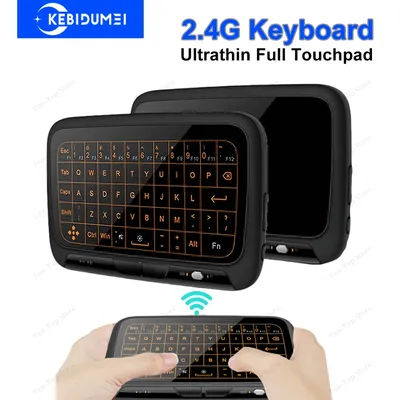 Full Touch Screen Keyboard Mini 2.4G Wireless Keyboard Rechargeable Touchpad Keyboard with Backlight Function for Smart TV PS3