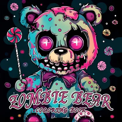 Zombie Bear Coloring Book for Adults - 24 Pages of Cute Bear Cub Illustrations for Relaxation and Creative Expression