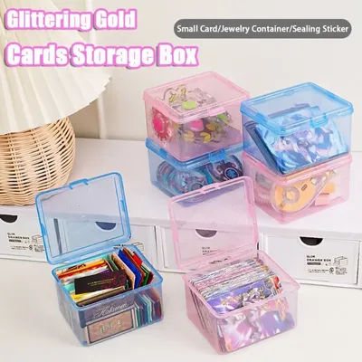 Transparent Plastic Storage Box Rectangular Shape Jewelry Container Collection Box Small Card Holder Dust-proof Cards Box